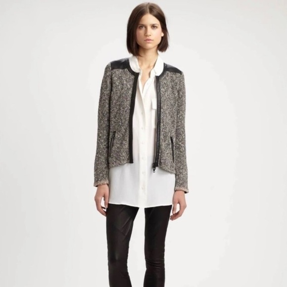 rag & bone Lory Tweed Leather Trim‎ Jacket - Picture 1 of 11